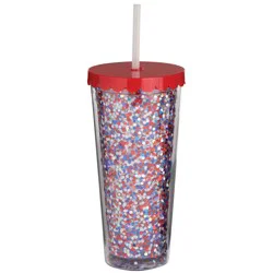 Destination Holiday Patriotic Tumbler - Red Glitter