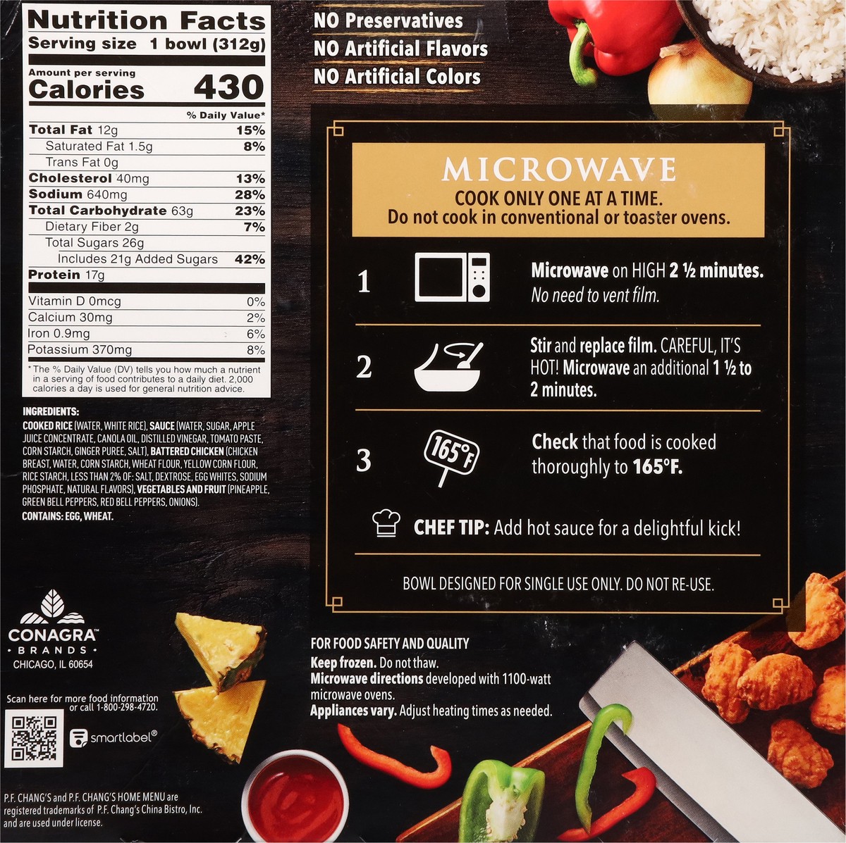 slide 3 of 12, P.F. Chang's Home Menu, Sweet and Sour Chicken Bowl, Frozen Meal, 11 oz., 11 oz