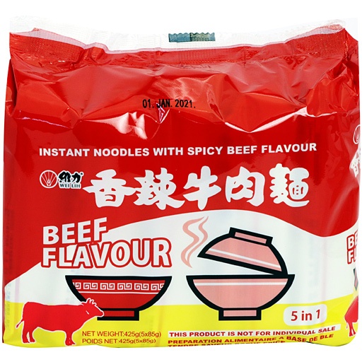 slide 1 of 1, Wei Lih Instant Ndl Pack-Spicy Beef Fla, 14.99 oz