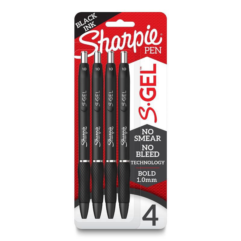 slide 1 of 36, Sharpie S-Gel 4pk Gel Pens 1.0mm Medium Tip Black, 4 ct