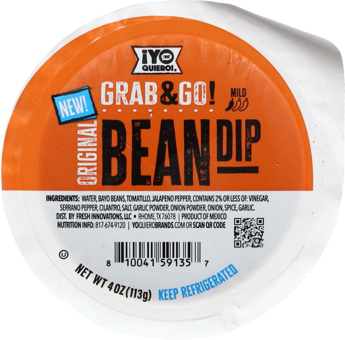 slide 11 of 12, ¡Yo Quiero! Grab & Go! Mild Original Bean Dip 4 oz, 4 oz