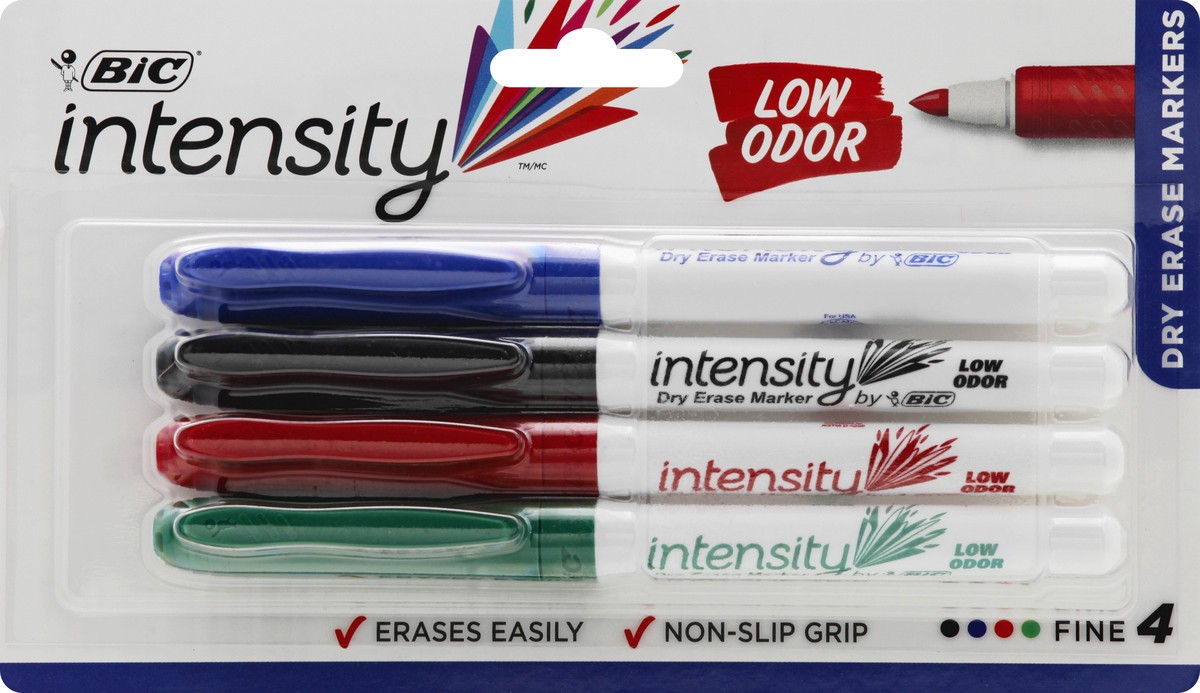 slide 1 of 9, BIC Intensity Low Odor Assorted Fine Dry Erase Markers 4 ea, 4 ct