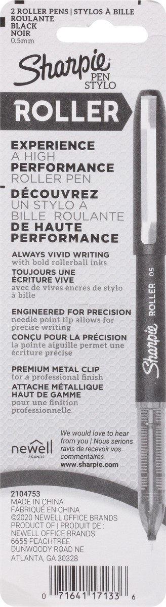 slide 9 of 9, Sharpie Roller 05Mm Pen Stylos Black, 2 ct