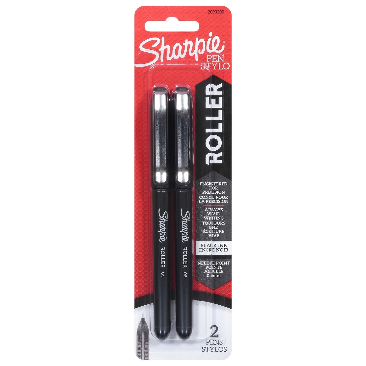 slide 1 of 9, Sharpie Roller 05Mm Pen Stylos Black, 2 ct