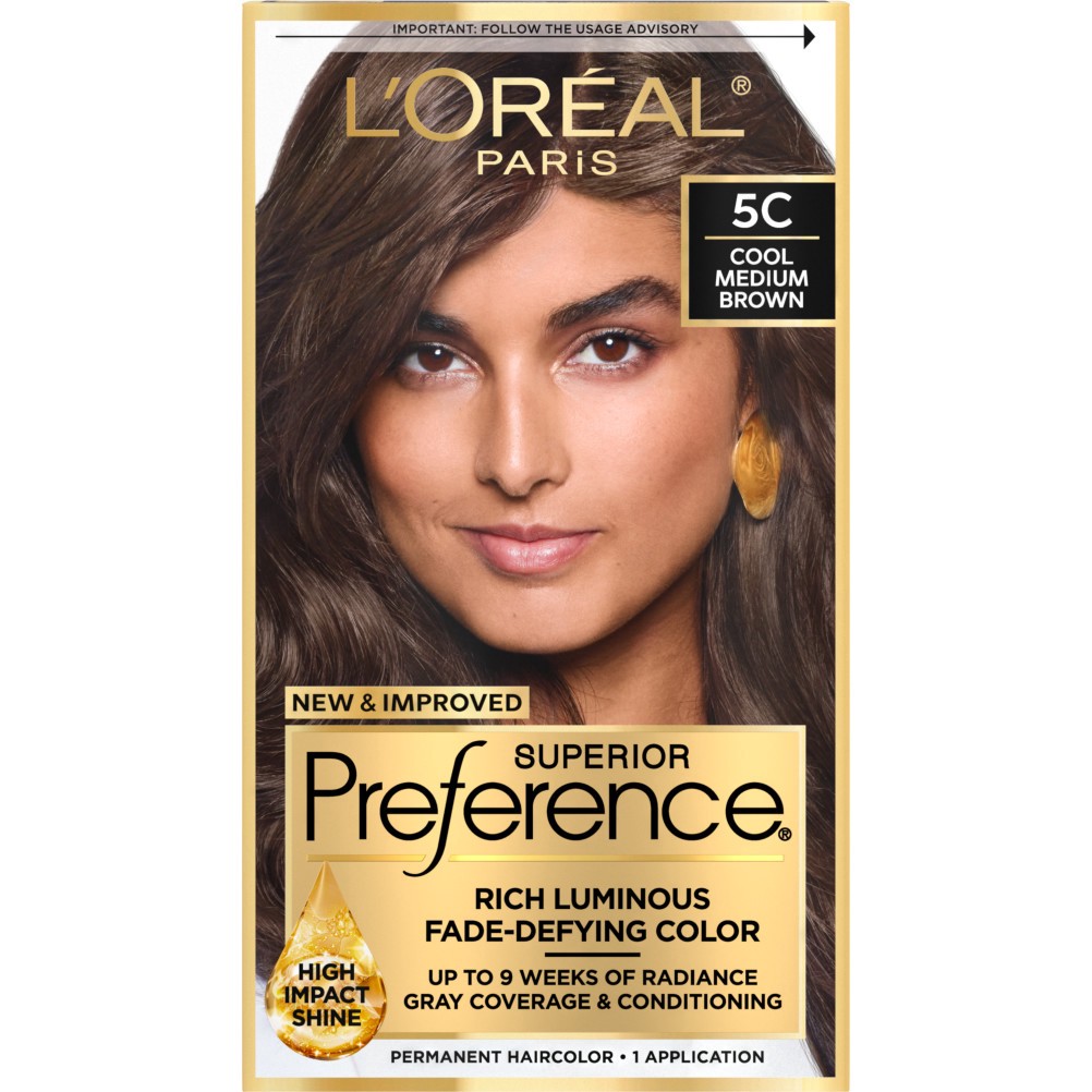 slide 1 of 8, L'Oréal Superior Preference Hair Color Cools Anti-Brass 5C Cool Medium Brown, 1 ct