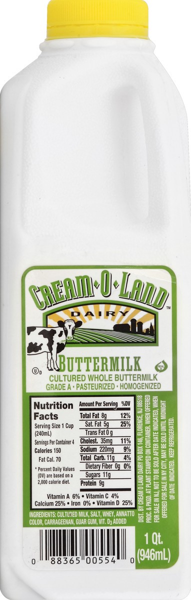 slide 3 of 4, Cream-O-Land Buttermilk 1 qt, 1 qt