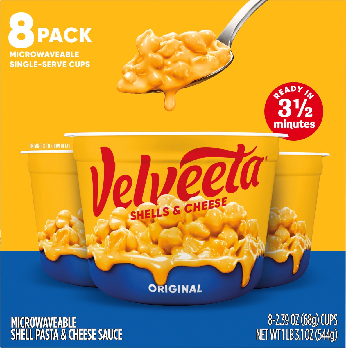 slide 9 of 9, Velveeta Shells & Cheese Original Microwaveable Shell Pasta & Cheese Sauce, 8 ct Box, 2.39 oz Cups, 8 ct