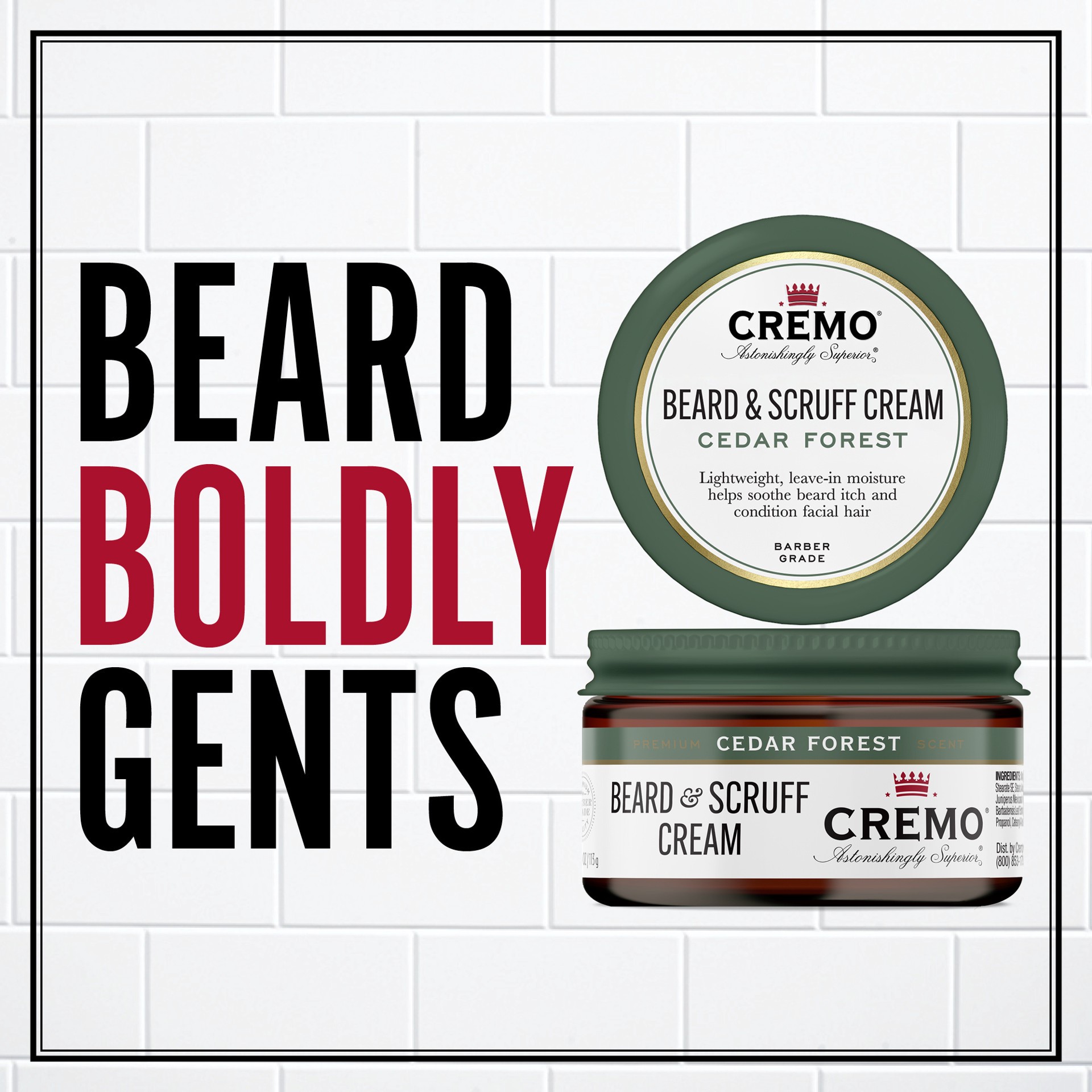 slide 6 of 7, Cremo Astonishingly Superior Cedar Forest Scent Bread & Scruff Cream 4 oz, 4 oz