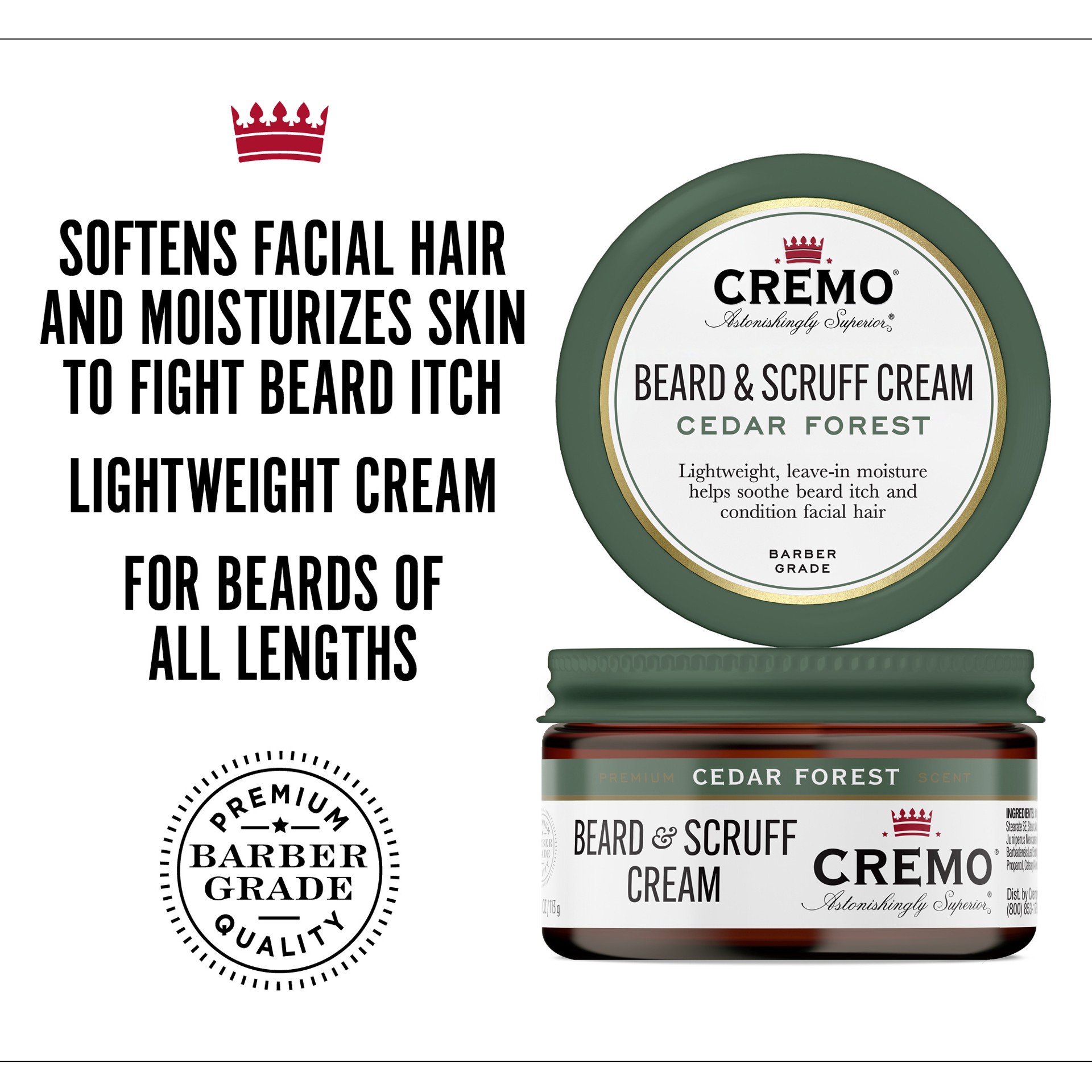 slide 7 of 7, Cremo Astonishingly Superior Cedar Forest Scent Bread & Scruff Cream 4 oz, 4 oz