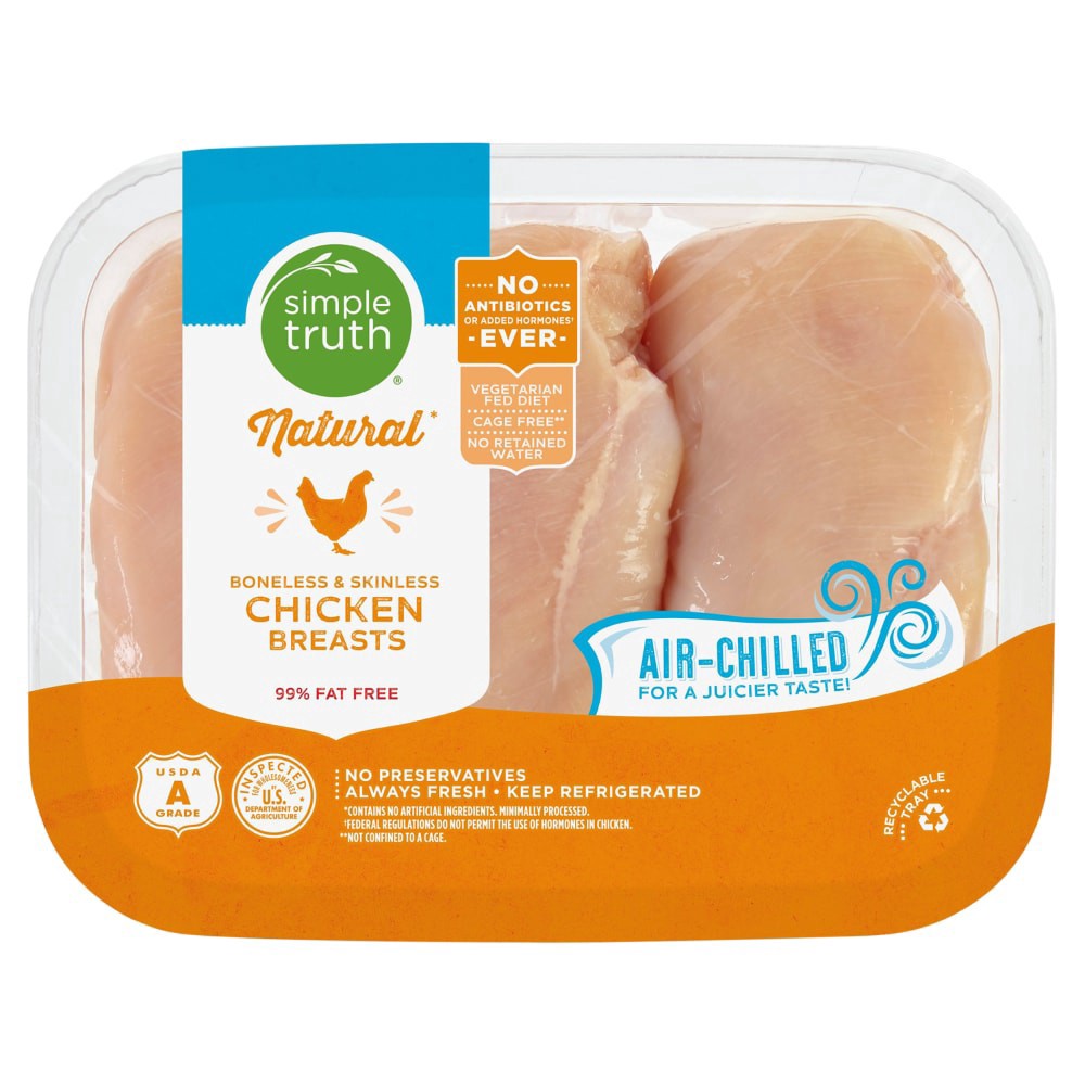 slide 2 of 2, Simple Truth Natural Air-Chilled Boneless Skinless Chicken Breast, per lb