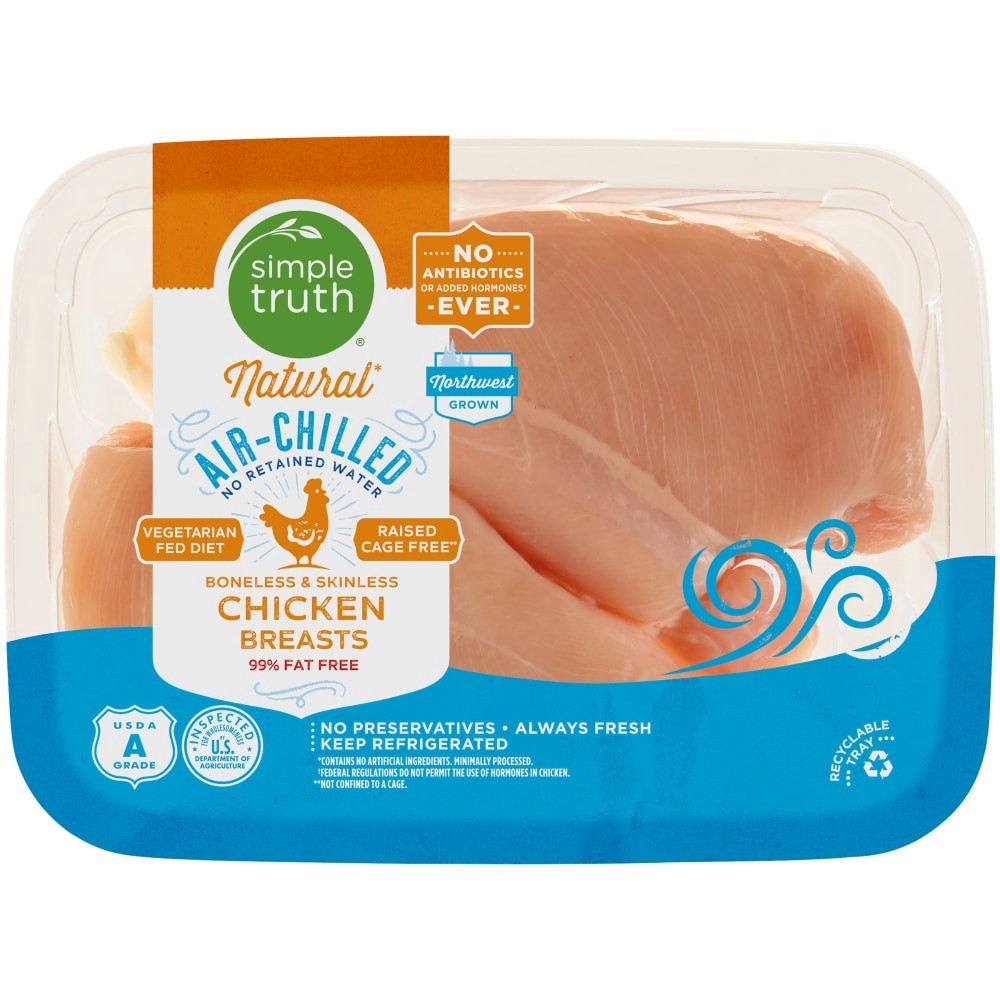 slide 1 of 2, Simple Truth Natural Air-Chilled Boneless Skinless Chicken Breast, per lb
