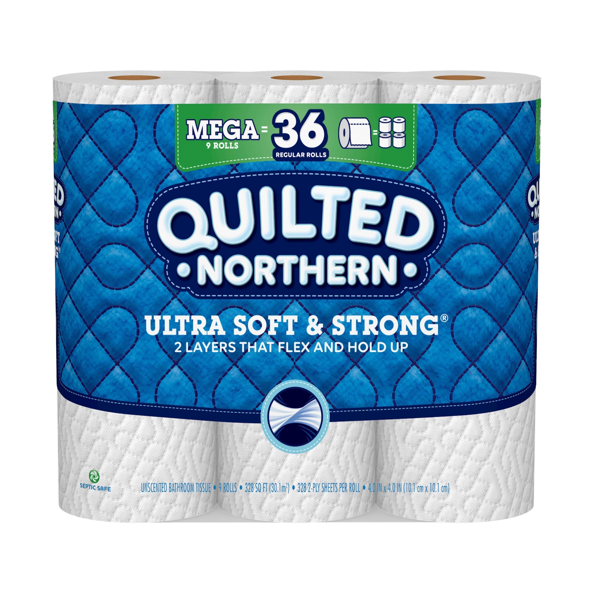 slide 1 of 1, Quilted Northern Ultra Soft Strong Toilet Paper 9 Mega Rolls, 9 ct