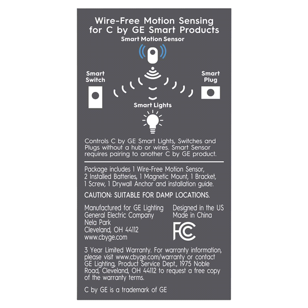 slide 4 of 5, GE Cync Wire-Free Smart Motion Sensor, White, 1 ct
