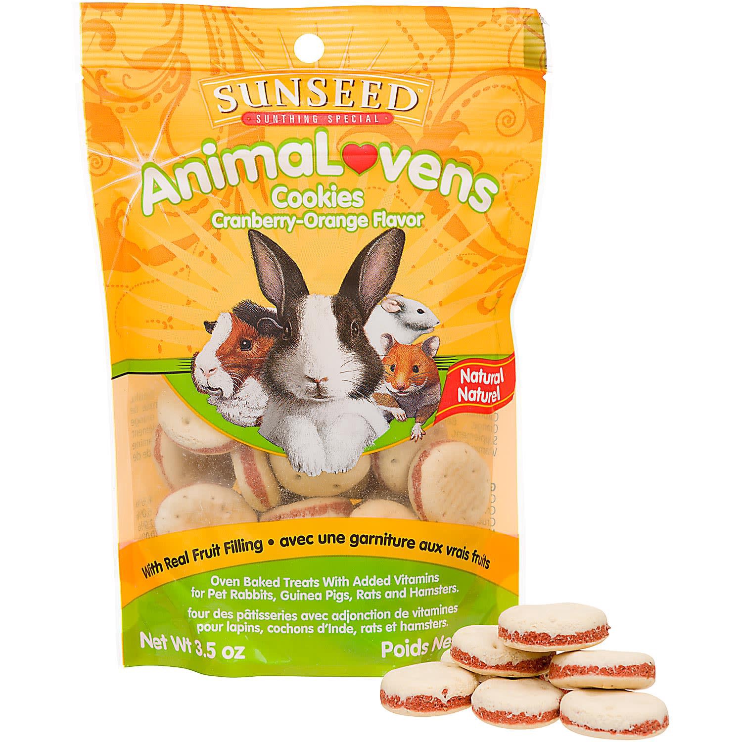 slide 1 of 1, Vitakraft Sun Seed Animalovens Cookies Rabbit, Guinea Pig, Rat & Hamster Treat, 4 oz