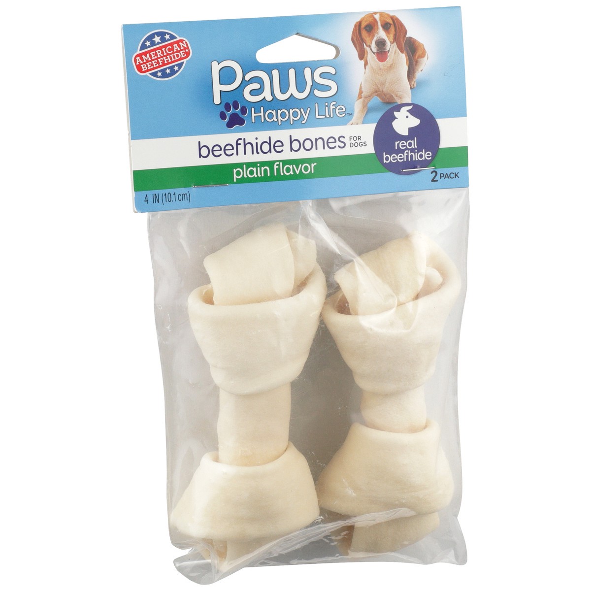 slide 8 of 8, Paws Happy Life Plain Flavor Beefhide Bones For Dogs, 2 ct