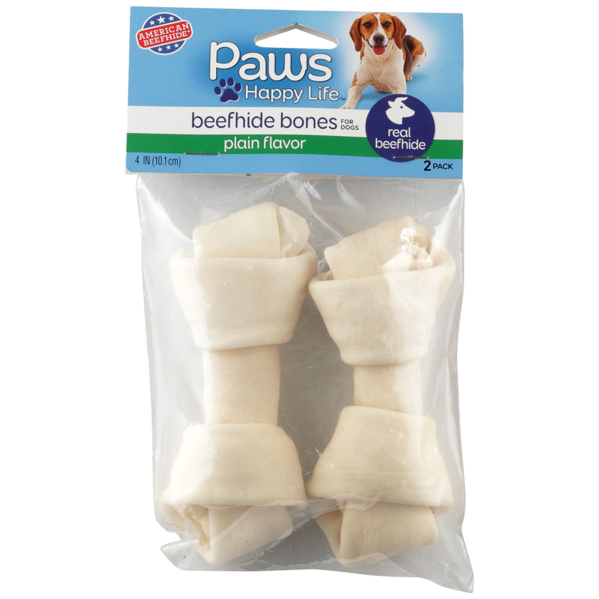 slide 3 of 8, Paws Happy Life Plain Flavor Beefhide Bones For Dogs, 2 ct