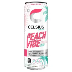 CELSIUS Sparkling Peach Vibe Functional Energy Drink - 12 fl oz Single Can
