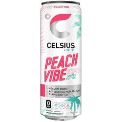CELSIUS Sparkling Peach Vibe Functional Energy Drink - 12 fl oz Single Can