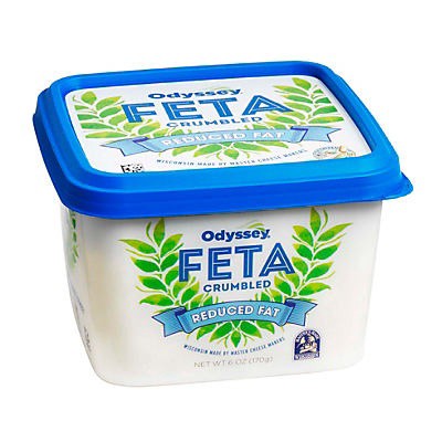 slide 1 of 1, Odyssey Reduced Fat Crumbled Feta Cheese 6 oz, 6 ct