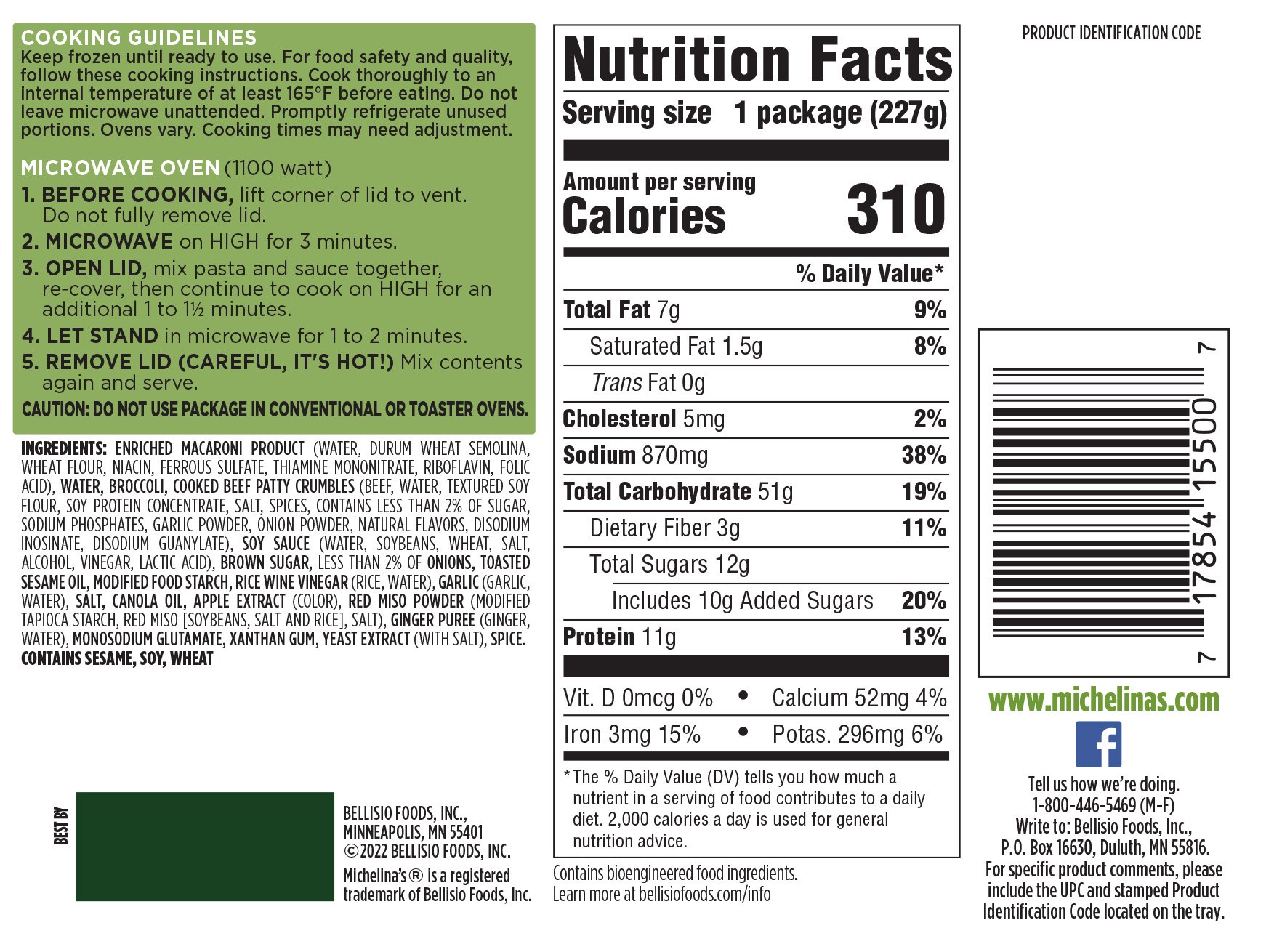 slide 5 of 5, Michelina's Beef & Broccoli 8.0 Oz. (Frozen), 8 oz