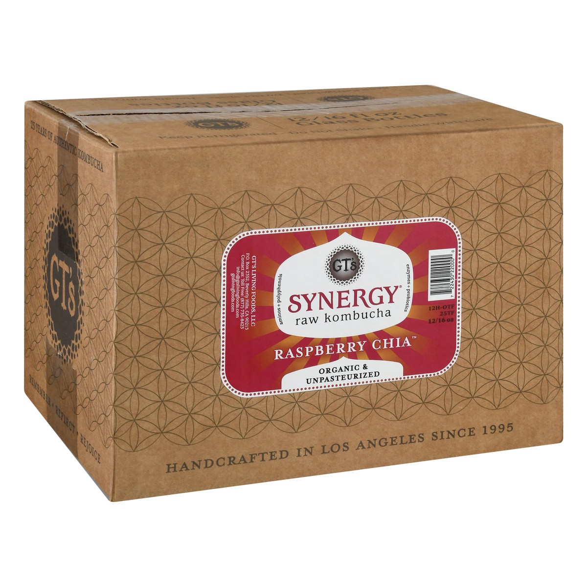 slide 2 of 8, GT's Synergy Raw Raspberry Chia Kombucha 12 ea, 12 oz