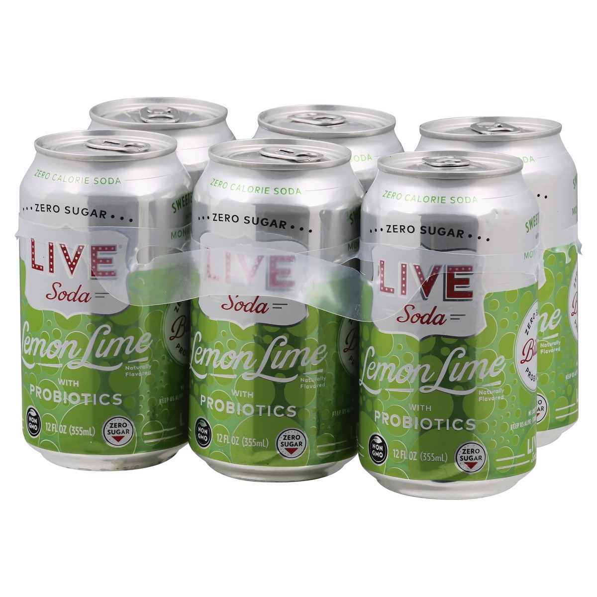 slide 3 of 9, Live Soda Lemon Lime Soda 6 ea, 6 ct