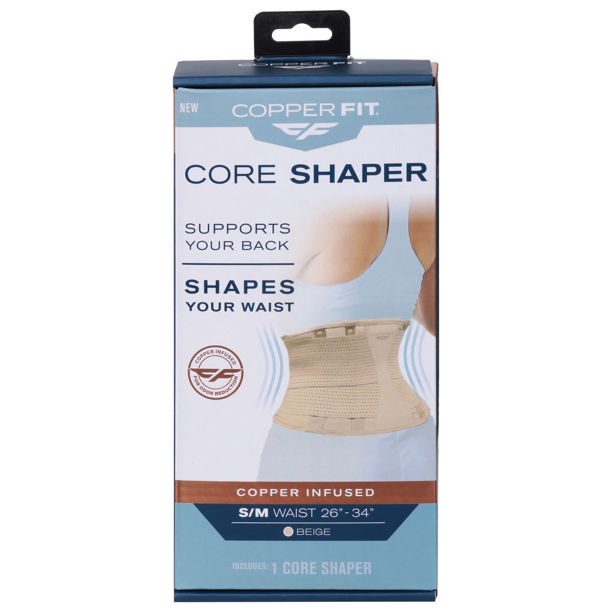 slide 1 of 1, Copper Fit S/M Beige Copper Infused Core Shaper 1 ea, 1 ct