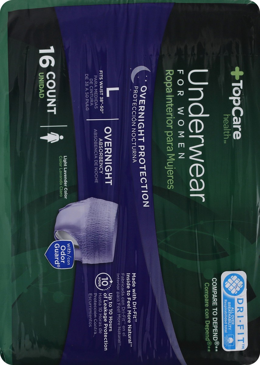 slide 5 of 9, TopCare Health For Women Overnight Large Underwear 16 ea, 16 ct