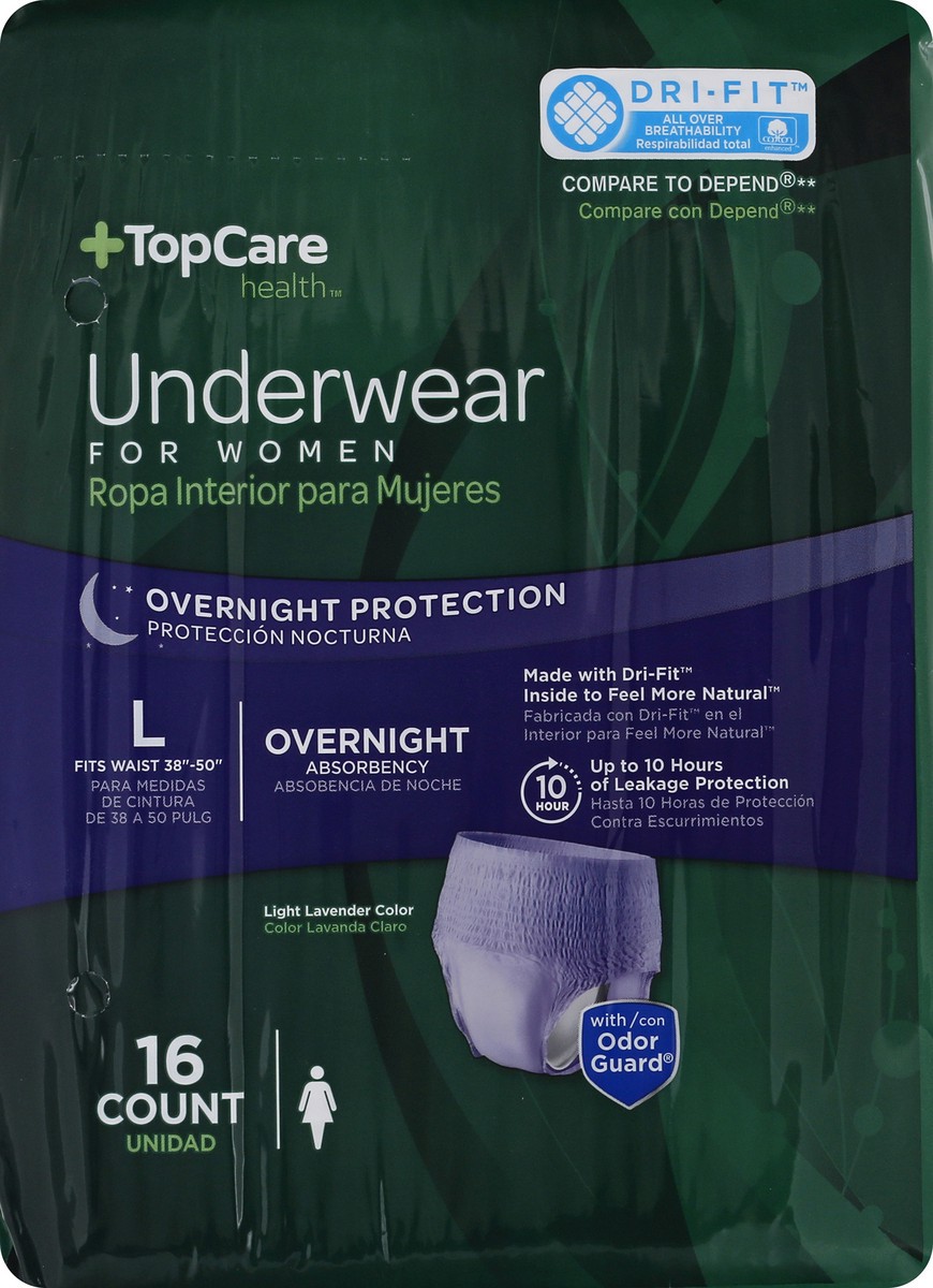 slide 6 of 9, TopCare Health For Women Overnight Large Underwear 16 ea, 16 ct