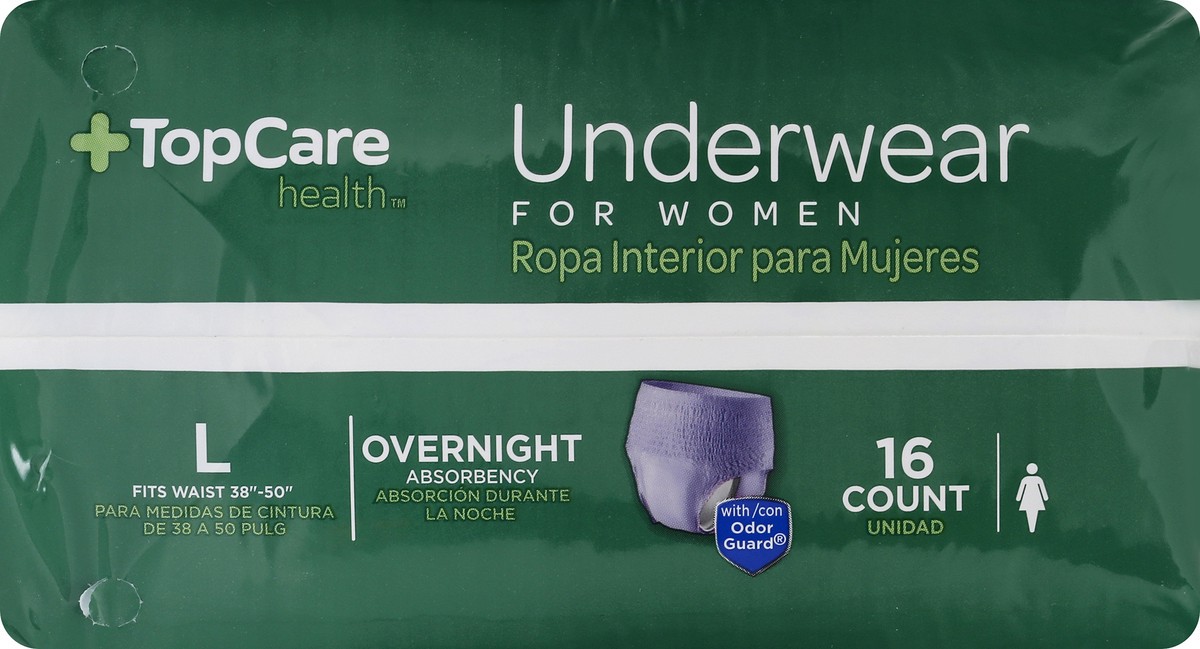 slide 9 of 9, TopCare Health For Women Overnight Large Underwear 16 ea, 16 ct