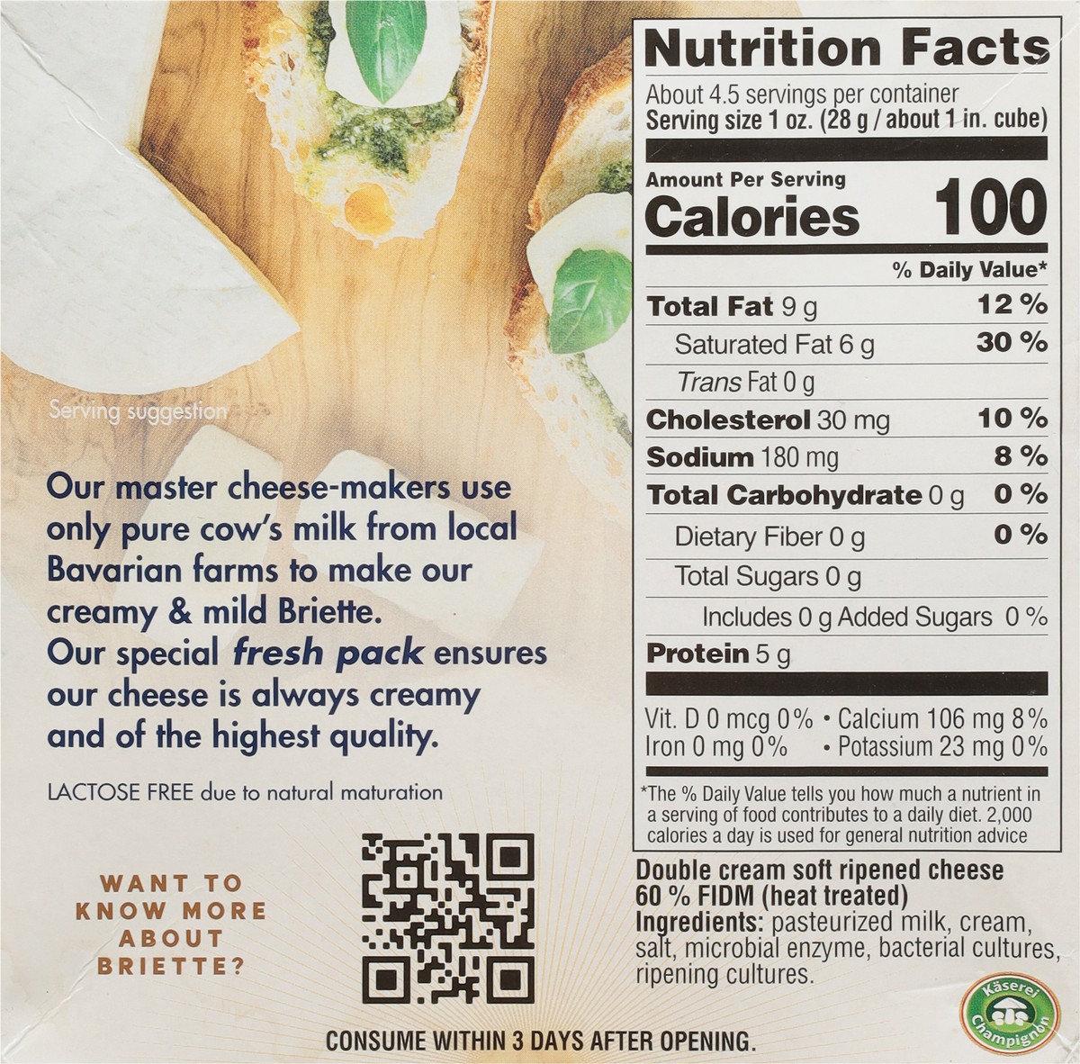 slide 3 of 9, Briette Creamy & Mild Soft-Ripened Cheese 4.4 oz, 4.4 oz