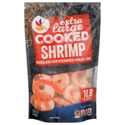 Giant Cooked Tail-On Peeled XL Shrimp 26-30 ct per lb Frozen