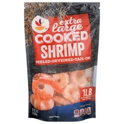 Giant Cooked Tail-On Peeled XL Shrimp 26-30 ct per lb Frozen