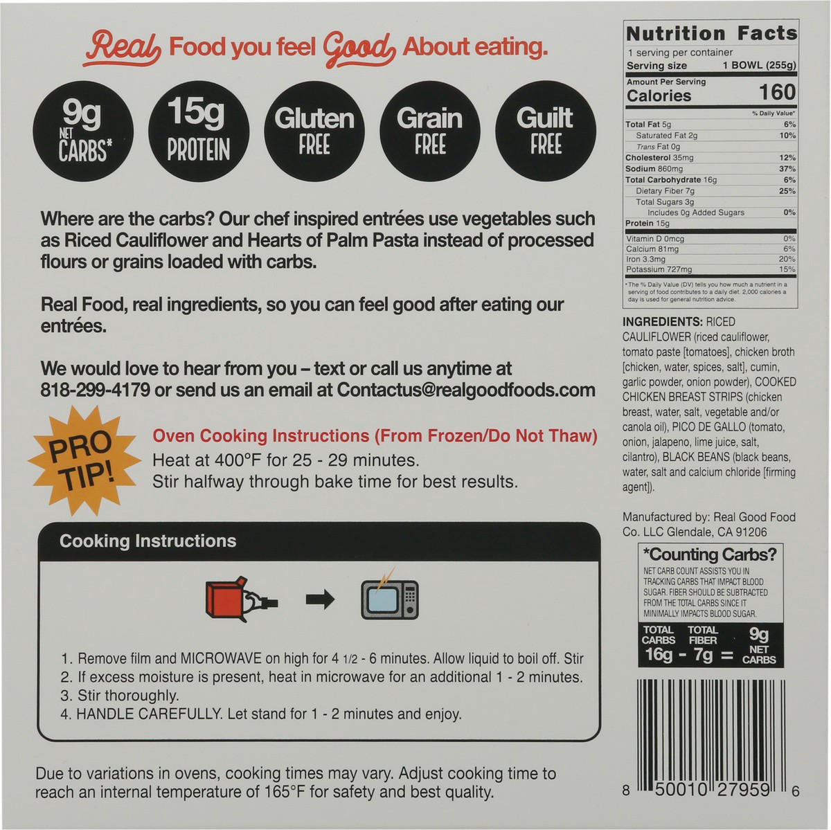 slide 4 of 9, Realgood The Real Good Food Company Chicken Burrito Bowl Frozen Meal, 9 oz