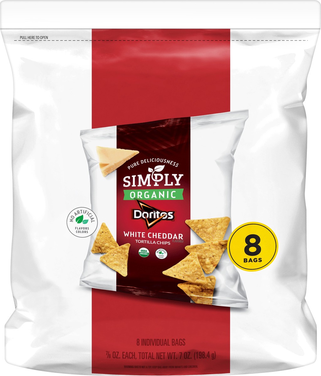 slide 2 of 5, Doritos Simply Organic 8 Pack White Cheddar Tortilla Chips 8 ea, 8 ct