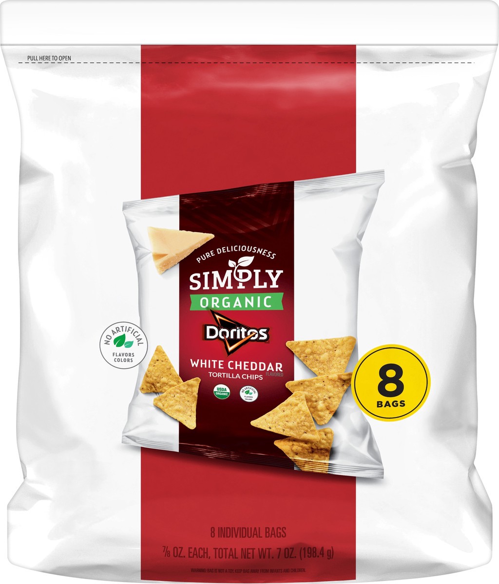 slide 5 of 5, Doritos Simply Organic 8 Pack White Cheddar Tortilla Chips 8 ea, 8 ct