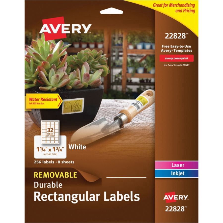 slide 2 of 8, Avery Removable Durable Labels, TrueBlock Technology, 1-1/4 x 1-3/4, Glossy WE, 256 ct