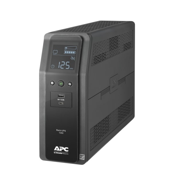 slide 1 of 4, APC Back-Ups Pro 10-Outlet Tower Uninterruptible Power Supply, 1,350Va/810 Watts, Bn1350M2, 1 ct