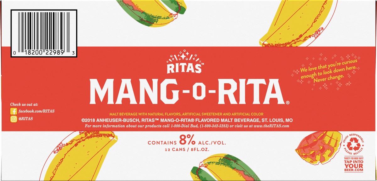 slide 2 of 8, RITAS 12 Pack Sparkling Mang-O-Rita Margarita 12 ea, 12 ct; 8 oz