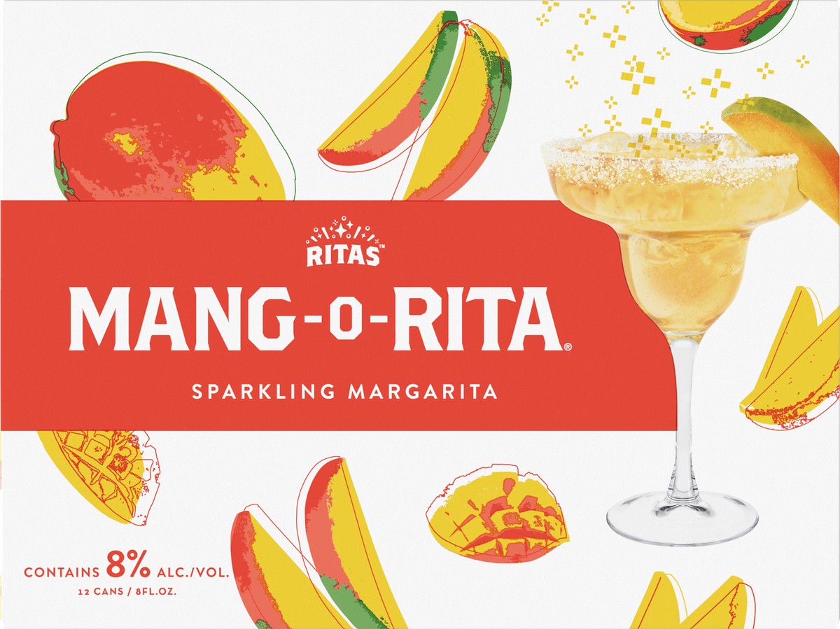 slide 1 of 8, RITAS 12 Pack Sparkling Mang-O-Rita Margarita 12 ea, 12 ct; 8 oz