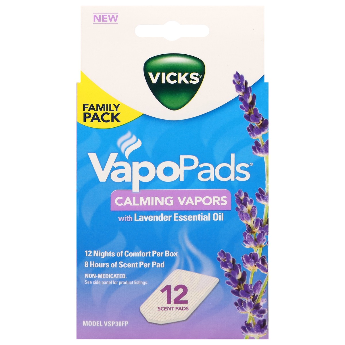 slide 1 of 9, Vicks VapoPads Calming Vapors with Lavender Essential Oil Family Pack 12 ea, 12 ct