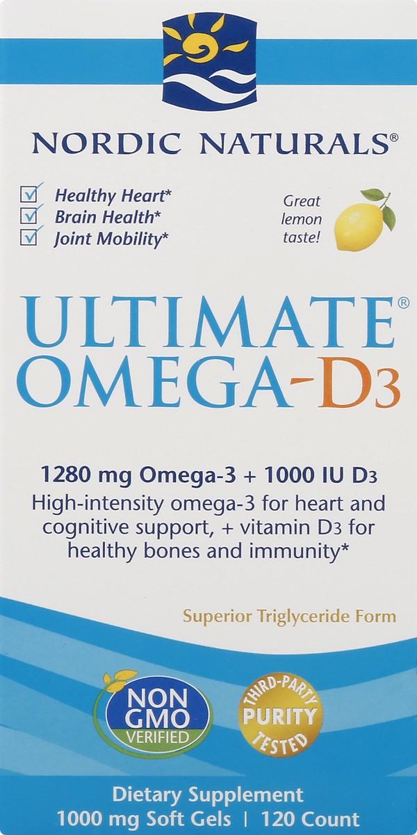 slide 11 of 13, Nordic Naturals Ultimate Omega With D3 Omega-3 + 1000 Iu D3, 120 ct