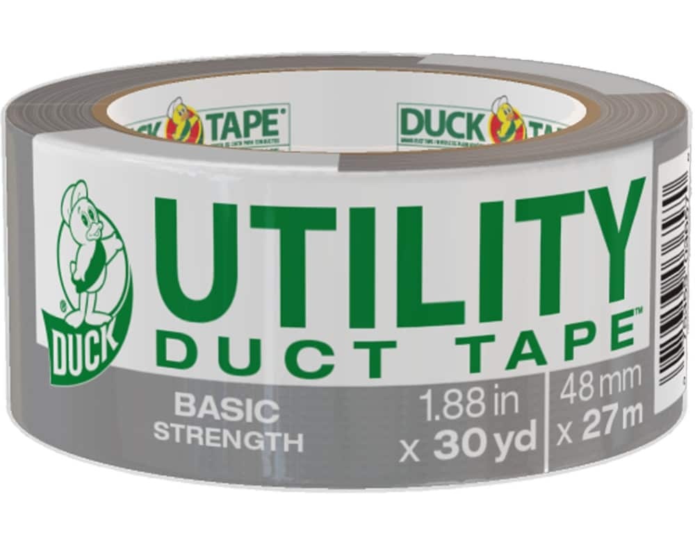 slide 1 of 1, Duck Basic Strength Utility Duct Tape Gray, 1.88 in x 30 yd