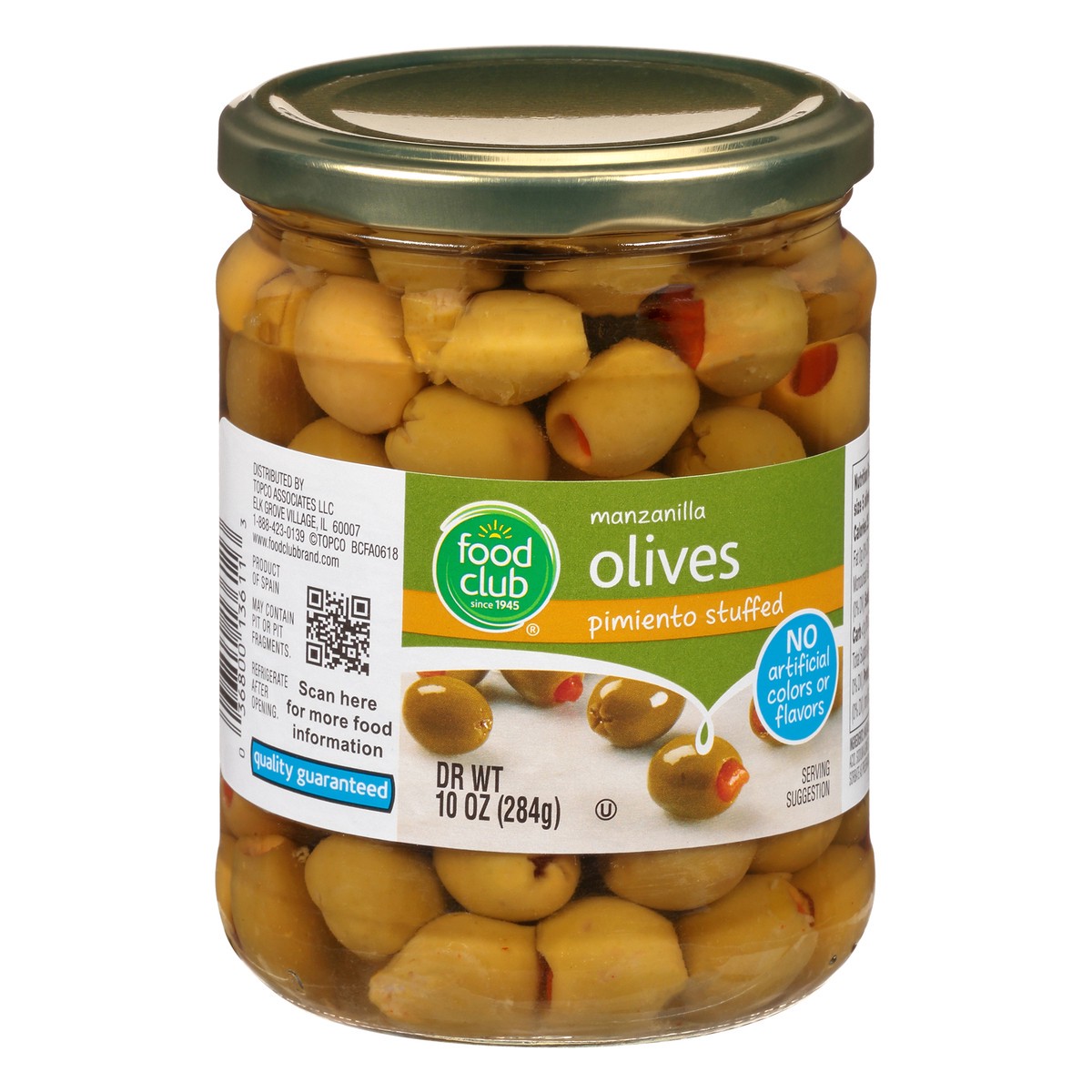slide 2 of 10, Food Club Manzanilla Pimiento Stuffed Olives - 10 oz, 10 oz