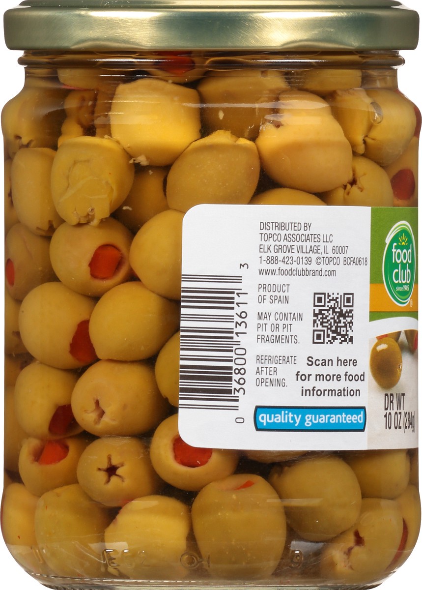 slide 3 of 10, Food Club Manzanilla Pimiento Stuffed Olives - 10 oz, 10 oz