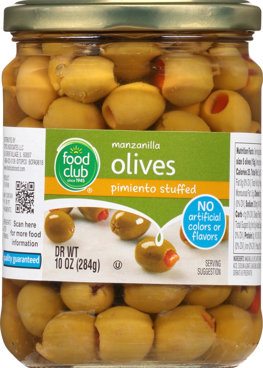 slide 4 of 10, Food Club Manzanilla Pimiento Stuffed Olives - 10 oz, 10 oz
