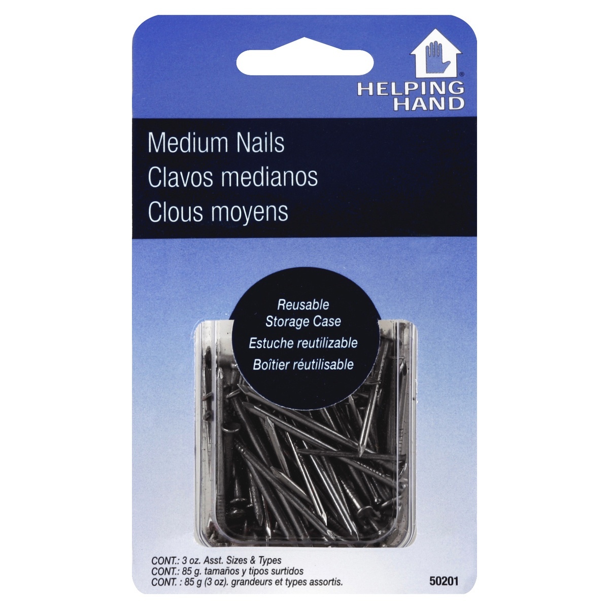 slide 1 of 1, Helping Hand Medium Nails, Assorted Sizes & Types, 3 oz