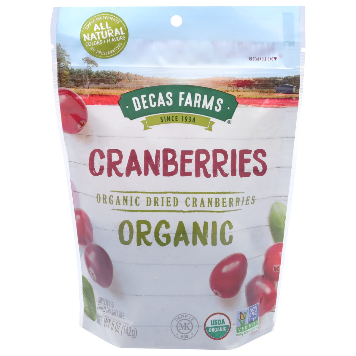 slide 1 of 9, Decas Farms Dried Organic Cranberries 5 oz, 5 oz