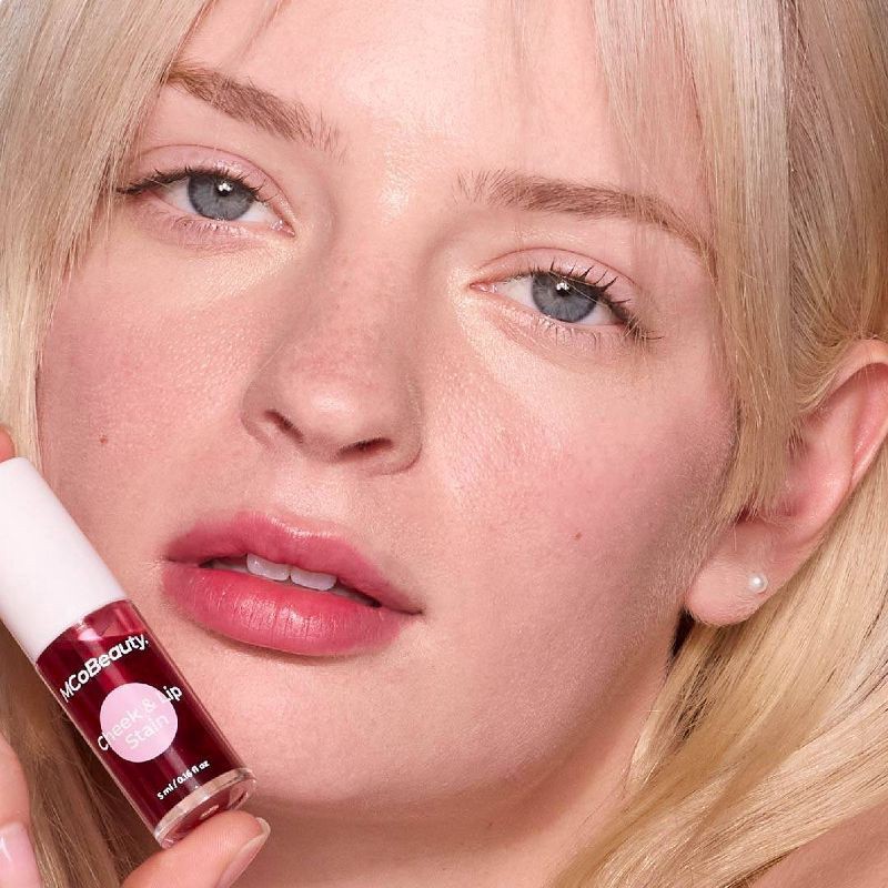 slide 4 of 9, MCoBeauty Cheek & Lip Stain 2-in-1 Liquid Tint - Rosy Red, 1 ct