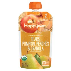 Happy Baby Organics Clearly Crafted Stage 2 Meals Pears, Pumpkin, Peaches & Granola Pouch 4oz UNIT